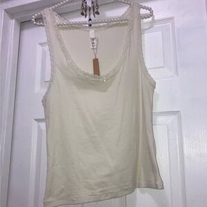 Retired Skims Size 3X NWT Lace Logo Cami Tank Top Bone Pointelle Women's